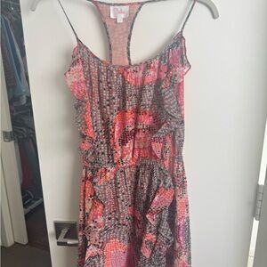 Pink and Gray Ruffle Dress